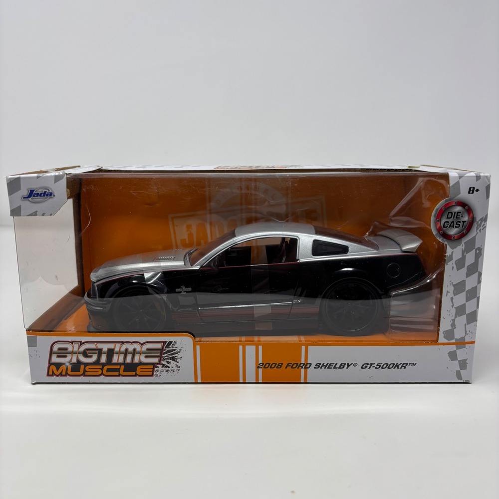2008 Ford Shelby GT-500KR Jada Toys Bigtime Muscle Diecast Car 1:24 Black Silver